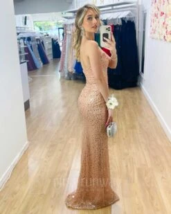 Comet Beaded Gown - Rose Gold 16 Comet Beaded Gown - Rose Gold -Curvy Charm Store Comet Beaded Gown Rose 7