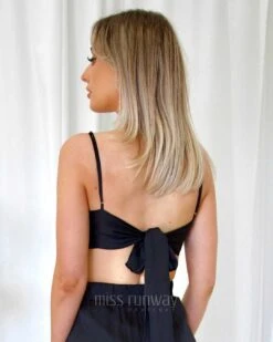 Cordelia Satin Top - Black -Curvy Charm Store Cordelia Satin Top Black Back