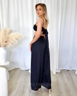 Cordelia Satin Top - Black -Curvy Charm Store Cordelia Satin Top Black Full Back