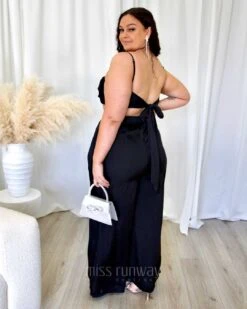 Cordelia Satin Top - Black -Curvy Charm Store Cordelia Satin Top Black Full Back Kiara