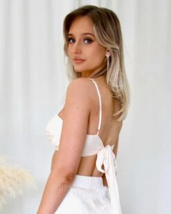 Cordelia Satin Top - Oyster -Curvy Charm Store Cordelia Satin Top Oyster Back1