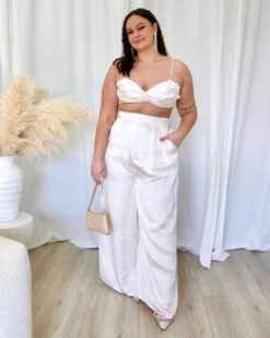 Cordelia Satin Top - Oyster -Curvy Charm Store Cordelia Satin Top Oyster Full K