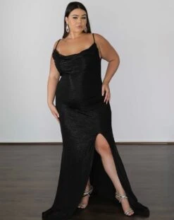 Issy Stretch Shimmer Gown - Midnight Navy -Curvy Charm Store D91F060A DD90 42BD 8F33 02749935A892 1 201 a