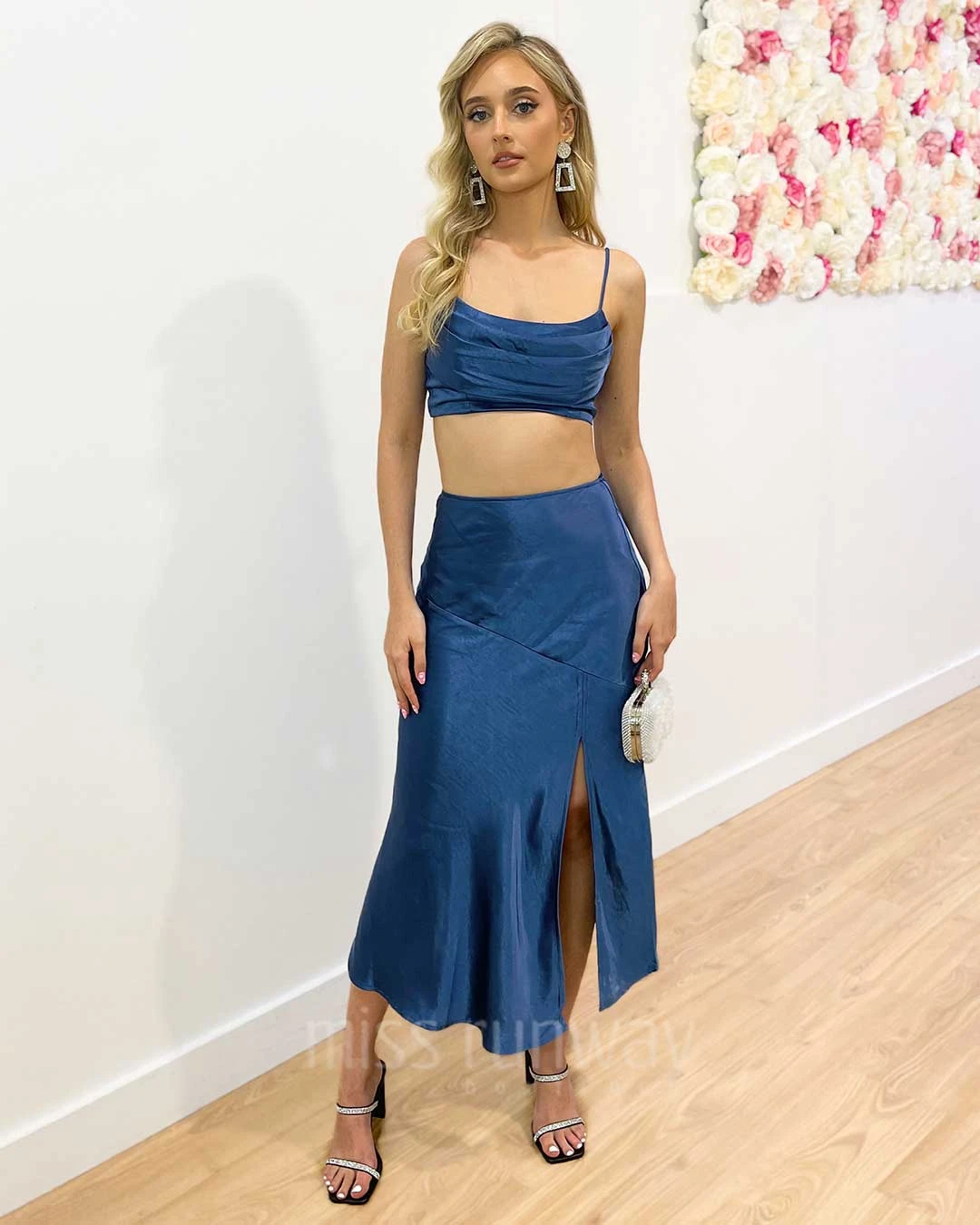 Dahlia Satin Top - Navy 4 Dahlia Satin Top - Navy - Image 2