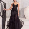 Daisy Beaded Strapless Gown - Black 2 Daisy Beaded Strapless Gown - Black -Curvy Charm Store Daisy.Black .front