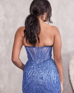 Daisy Beaded Strapless Gown - Lapis Blue -Curvy Charm Store Daisy.blue .back .close c636230a eaf7 485f 9ac8 5d8177f39cc9