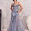 Daisy Beaded Strapless Gown - Smoky Blue -Curvy Charm Store Daisy.smoky .front 5a1c52da 5073 4cf9 8cc5 b56c3e2a8208