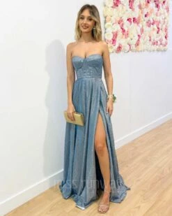 Delphine Glitter Gown - Ocean Blue
