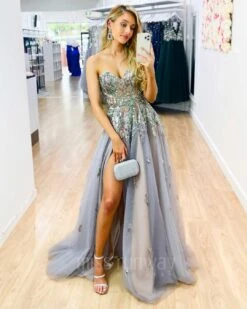 Delilah Beaded Gown - Lilac Multi