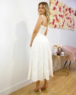 Dominique Maxi Dress - White -Curvy Charm Store Dominiqe Maxi Dress Back White