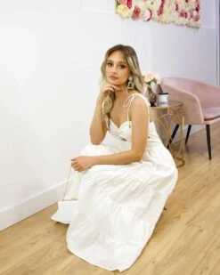 Dominique Maxi Dress - White -Curvy Charm Store Dominiqe Maxi Dress Squatting White