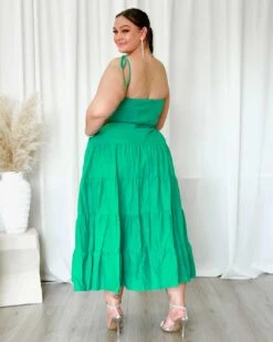 Dominique Maxi Dress - Green 21 Dominique Maxi Dress - Green -Curvy Charm Store Dominique Maxi Dress Back Green