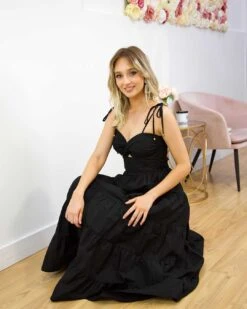 Dominique Maxi Dress - Black 20 Dominique Maxi Dress - Black -Curvy Charm Store Dominique Maxi Dress Squatting 1 Black