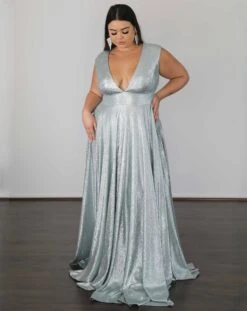 Sabrina Stretch Shimmer Gown - Seafoam -Curvy Charm Store E5546463 5CEF 4EB3 9D30 08960A8343AA 1 201 a