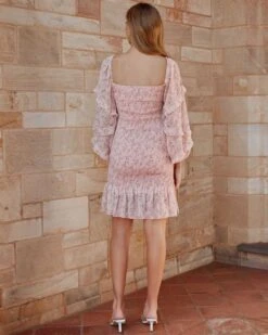 Elena Floral Dress - Baby Pink -Curvy Charm Store Elena Floral Dress Back Pink