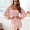 Elena Floral Dress - Baby Pink 2 Elena Floral Dress - Baby Pink -Curvy Charm Store Elena Floral Dress Blogger Front 1 Pink