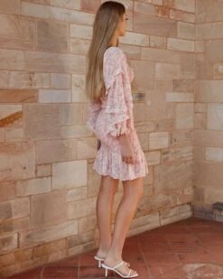 Elena Floral Dress - Baby Pink -Curvy Charm Store Elena Floral Dress Side Pink