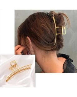 Ella Hair Claw Clip - Gold Metal -Curvy Charm Store Ella Hair Claw Clip Model Gold