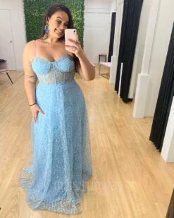 Emily Beaded Gown - Baby Blue -Curvy Charm Store Emily Beaded Gown Baby Blue 1