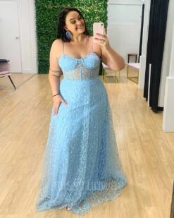 Emily Beaded Gown - Baby Blue -Curvy Charm Store Emily Beaded Gown Baby Blue 2