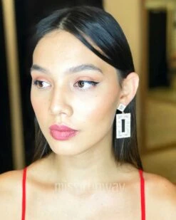 Esmae Jewel Earrings - Gold -Curvy Charm Store Esmae Jewel Earrings Model Side Gold