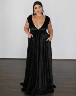 Sabrina Glittery Velvet Gown - Black Glitter -Curvy Charm Store F6FCA9EC 416F 489E BB5D 2554C51B0BEB 1 201 a 15b75cf1 0531 44f4 8cb9 fb91d498f804
