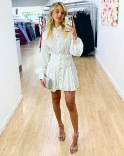 Florence Mini Dress - White -Curvy Charm Store Florence Mini Dress Front 1 White