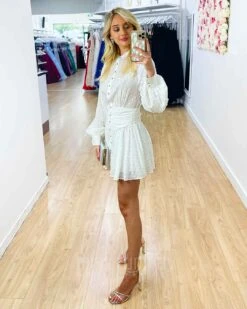 Florence Mini Dress - White -Curvy Charm Store Florence Mini Dress Side White