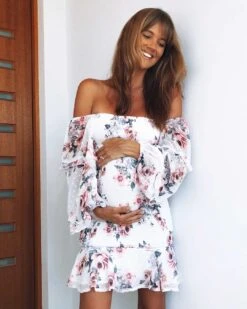 Gail Floral Dress - White Print -Curvy Charm Store Gail Floral Dress Dani Close Print