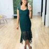 Giselle Lace Midi Dress - Emerald Green -Curvy Charm Store Giselle Lace Midi Dress Emerald Green 4