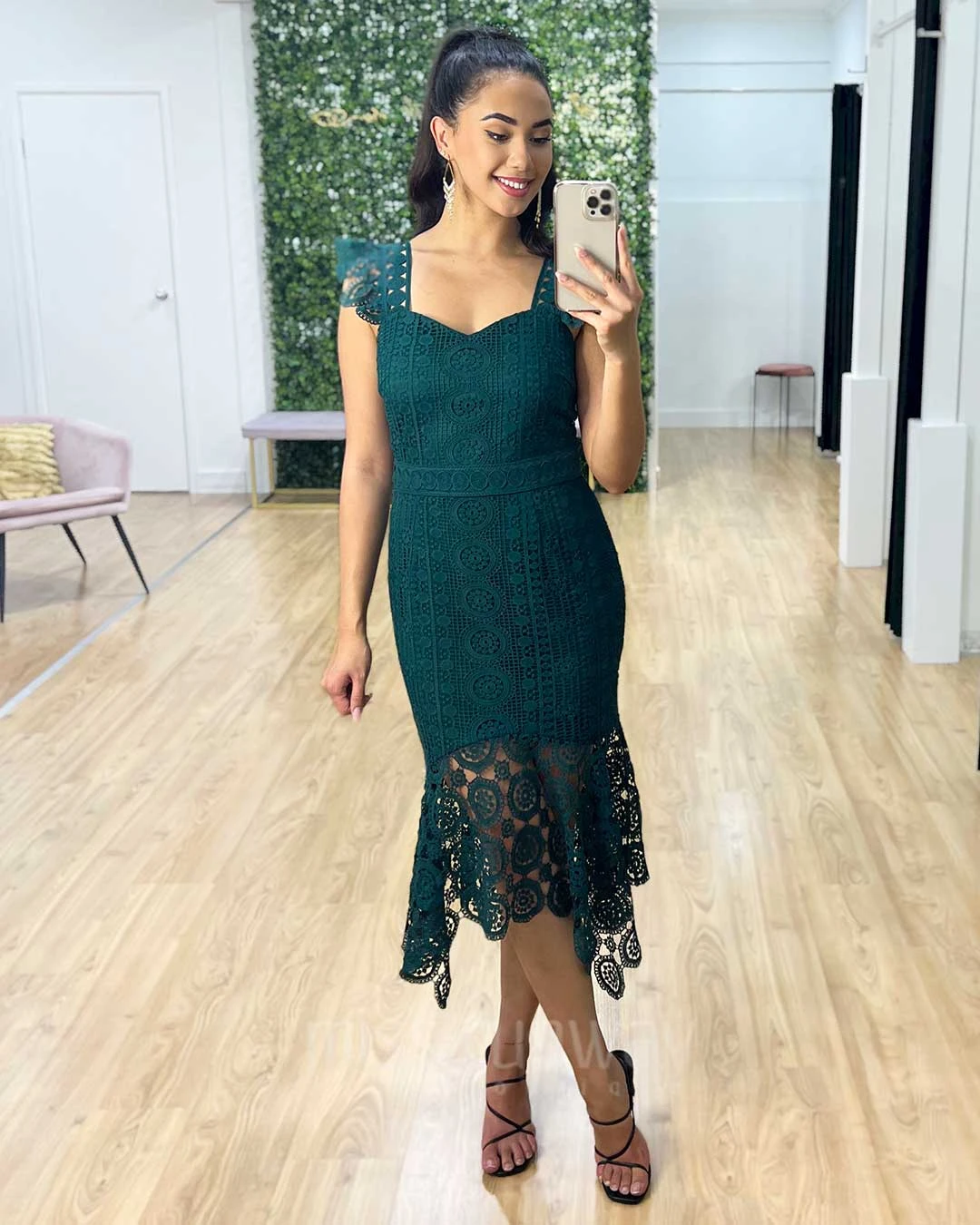 Giselle Lace Midi Dress - Emerald Green 3 Giselle Lace Midi Dress - Emerald Green