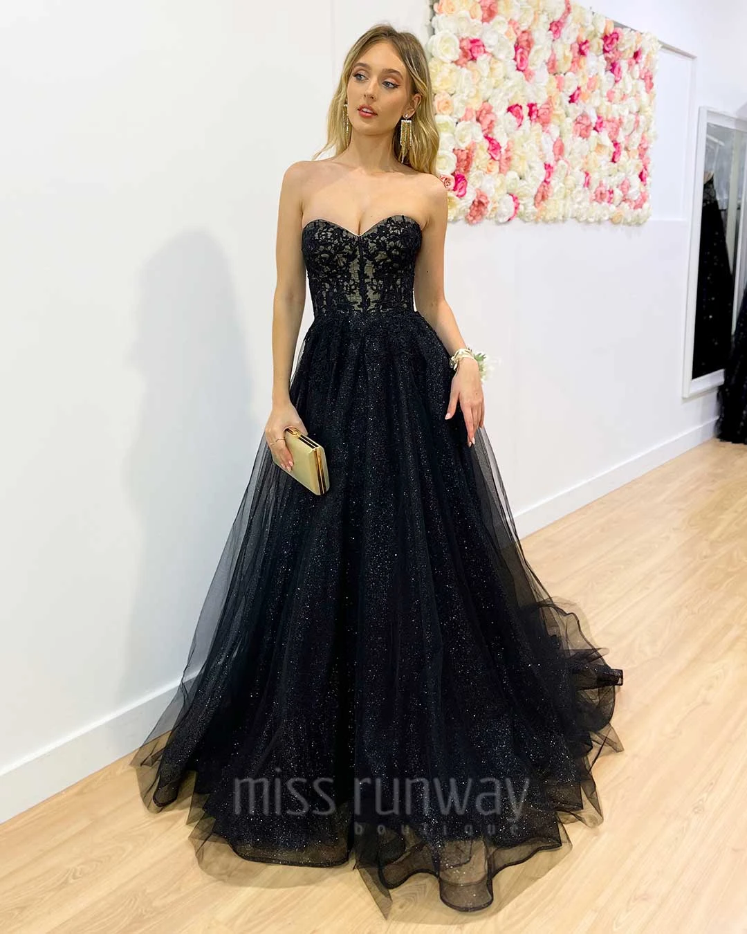 Hailey Tulle Glitter Gown - Black 6 Hailey Tulle Glitter Gown - Black - Image 4