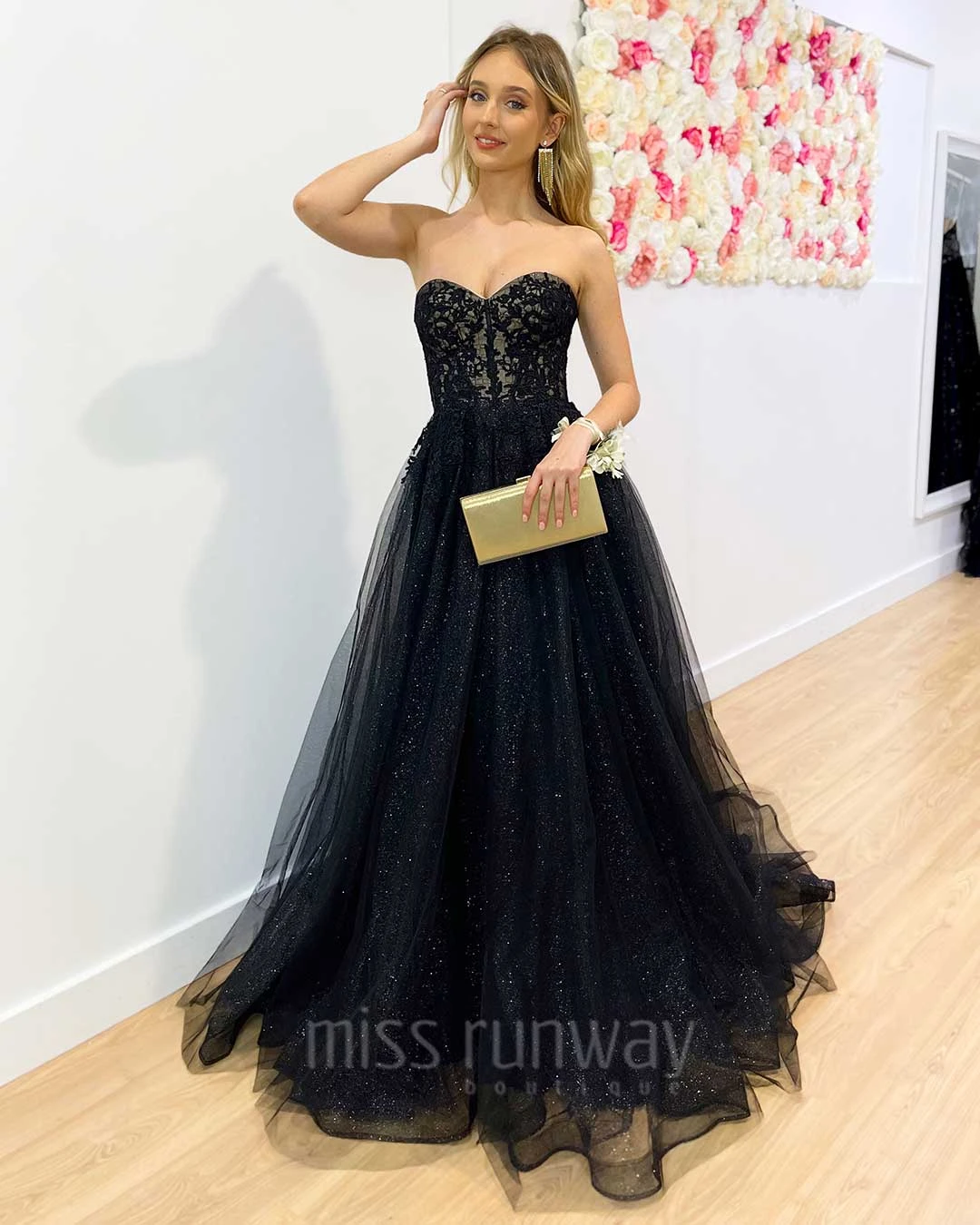 Hailey Tulle Glitter Gown - Black 3 Hailey Tulle Glitter Gown - Black