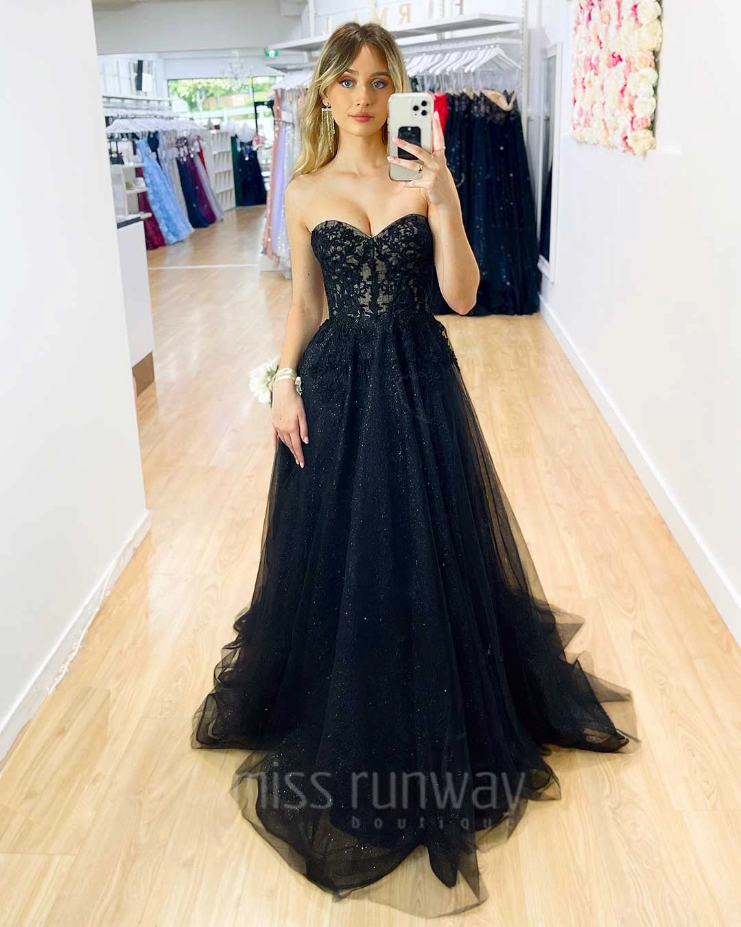 Hailey Tulle Glitter Gown - Black 7 Hailey Tulle Glitter Gown - Black - Image 5