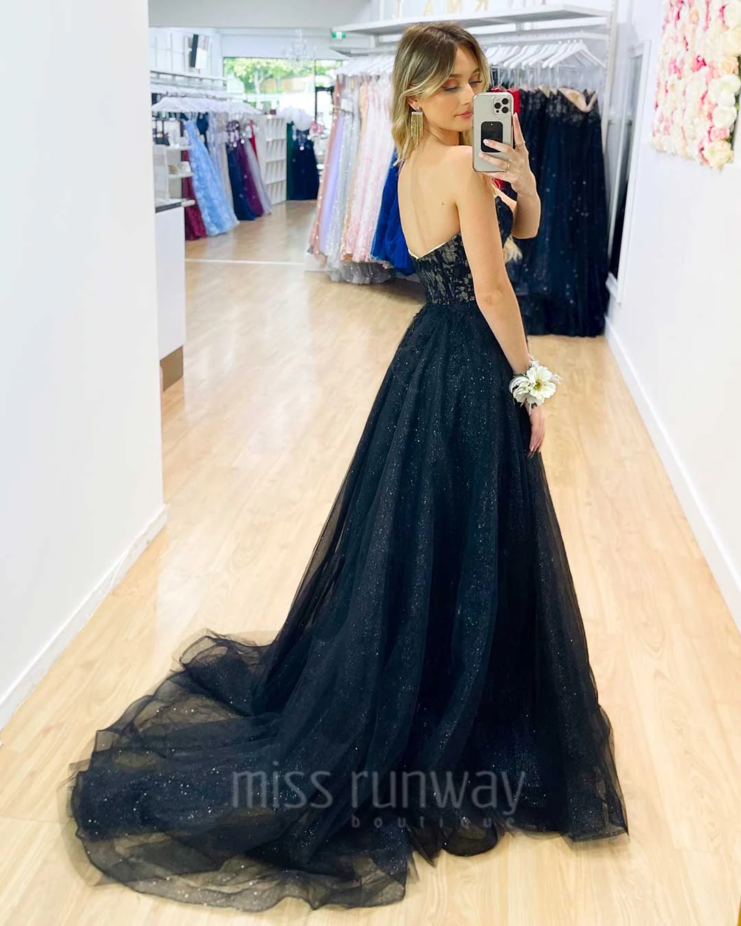 Hailey Tulle Glitter Gown - Black 9 Hailey Tulle Glitter Gown - Black - Image 7