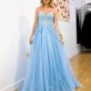 Hailey Tulle Glitter Gown - Blue 1 Hailey Tulle Glitter Gown - Blue -Curvy Charm Store Hadley Tulle Glitter Gown Front Blue