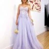 Hailey Tulle Glitter Gown - Lilac -Curvy Charm Store Hadley Tulle Glitter Gown Front Lilac