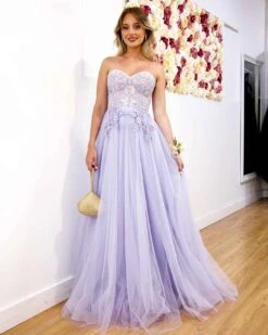 Hailey Tulle Glitter Gown - Lilac