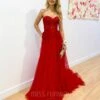 Hailey Tulle Glitter Gown - Red 1 Hailey Tulle Glitter Gown - Red -Curvy Charm Store Hadley Tulle Glitter Gown Red 3