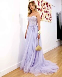 Hailey Tulle Glitter Gown - Lilac 17 Hailey Tulle Glitter Gown - Lilac -Curvy Charm Store Hadley Tulle Glitter Gown Side Front Lilac