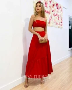 Heloise Top - Red -Curvy Charm Store Heloise Top and Skirt Red 8