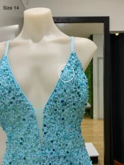 Paige Sequin Gown - Aqua Blue [SAMPLE] -Curvy Charm Store IMG 5084