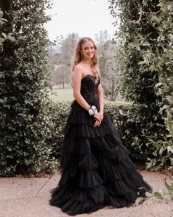 Celeste Layered Strapless Ball Gown - Black -Curvy Charm Store IMG 9526