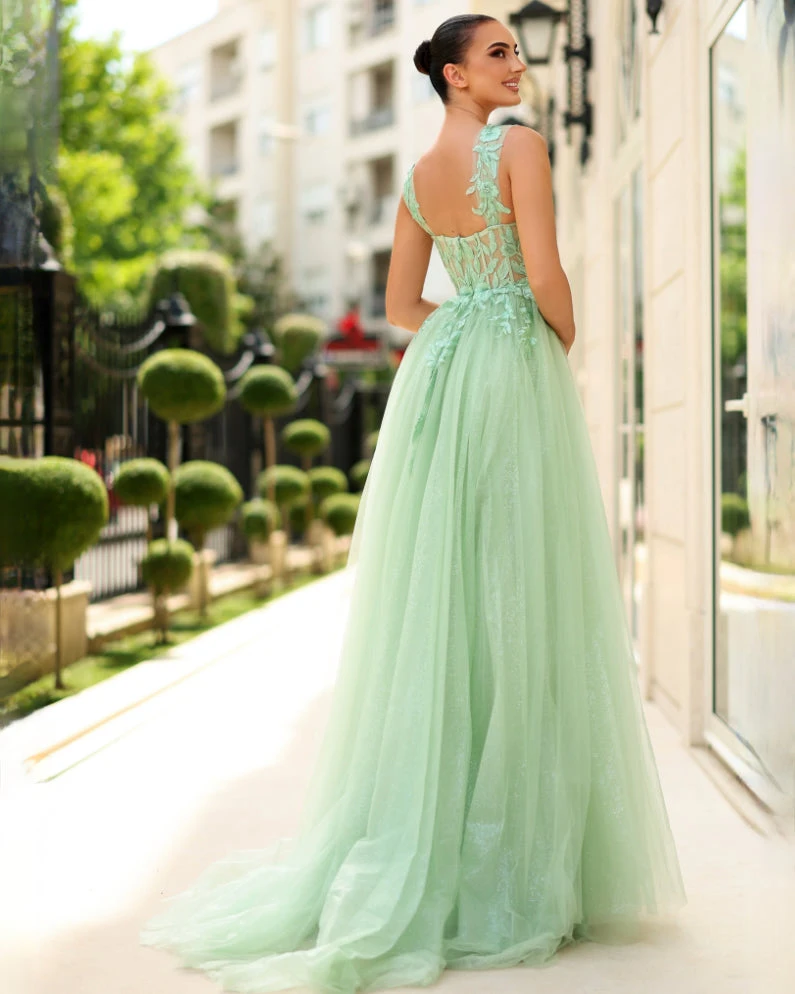 Ingrid Corset Lace Gown - Sage 4 Ingrid Corset Lace Gown - Sage - Image 2