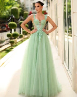 Ingrid Corset Lace Gown - Sage