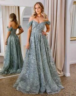 Jenny Embroidered Sequin Tulle Gown - Jade -Curvy Charm Store Jemima Embroidered Tulle Gown Front Jade c551d3a3 eeea 4a49 8a7c 26f0015d817f
