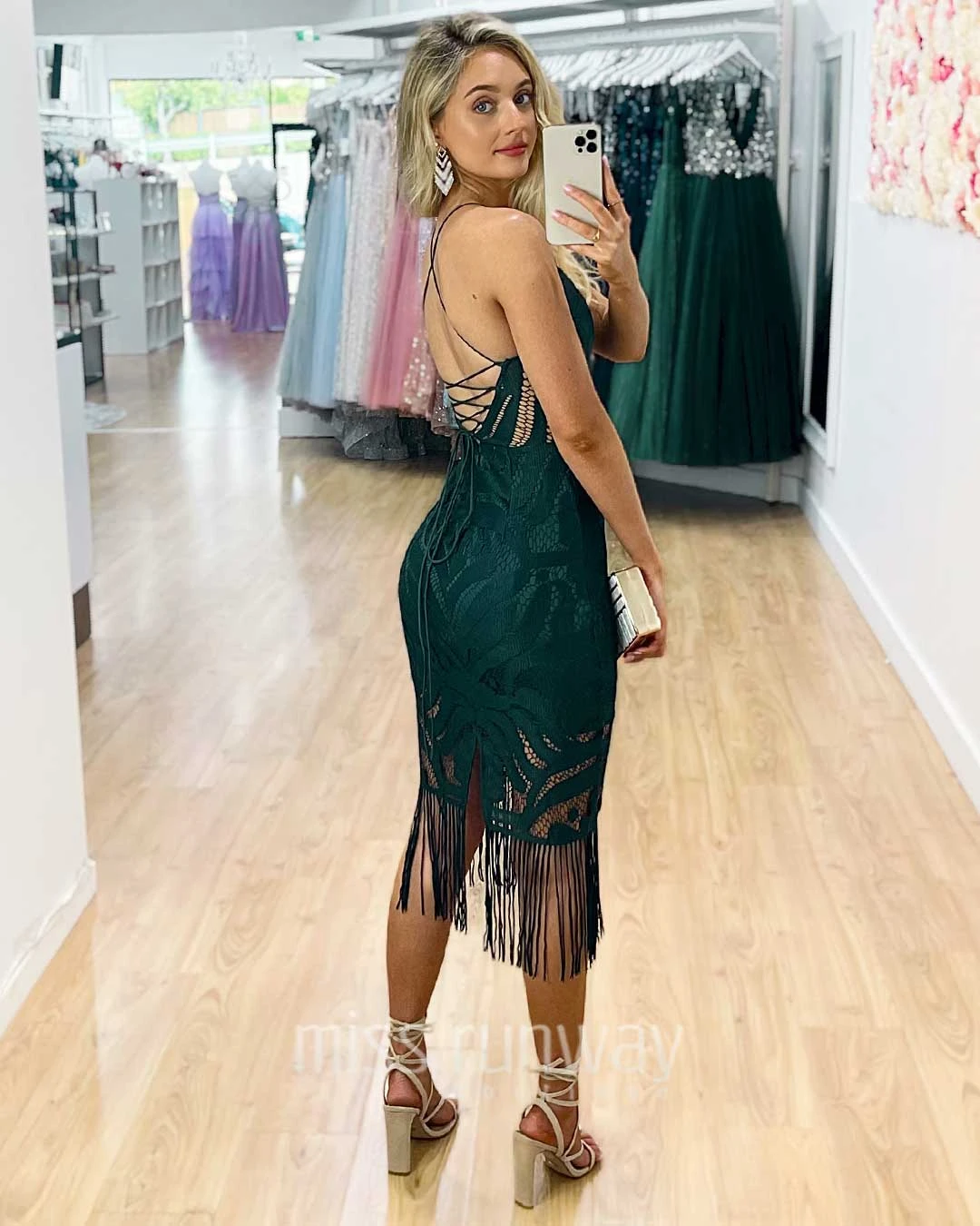 Khaleesi Lace Midi Dress - Emerald Green 4 Khaleesi Lace Midi Dress - Emerald Green - Image 2