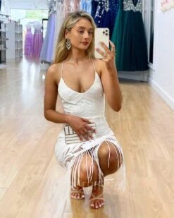 Khaleesi Lace Midi Dress - White -Curvy Charm Store KHALEESI WHITE 5 Paige