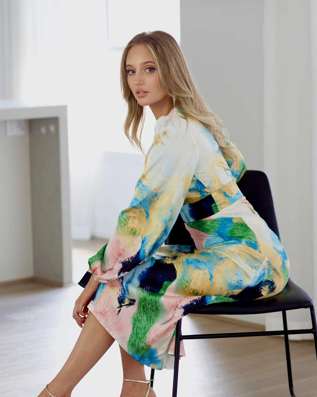 Kai Satin Maxi Dress - White Print 9 Kai Satin Maxi Dress - White Print - Image 7