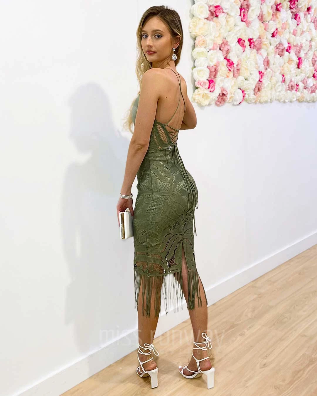 Khaleesi Lace Midi Dress - Moss Green 5 Khaleesi Lace Midi Dress - Moss Green - Image 3